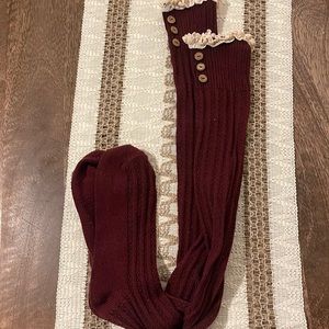 Knee high burgundy socks